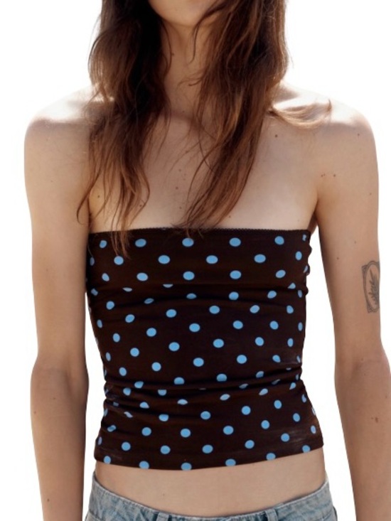 Zara Tops - NEW ZARA BROWN POLKA DOT BANDEAU TOP